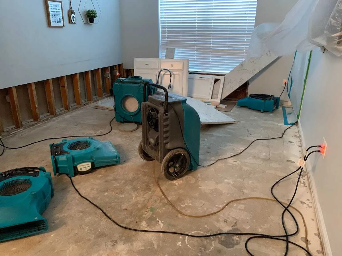 Dehumidifier in flood-cut room for Water Extraction & Removal in Plantation